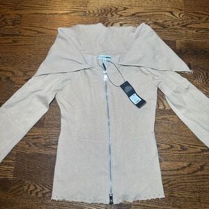 Fashion Nova Tan Zip-Up Sweater